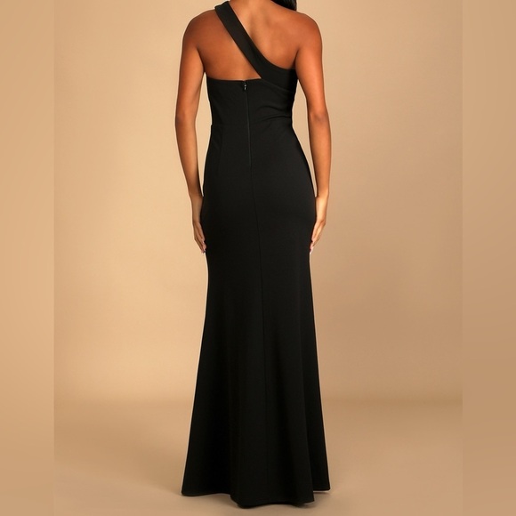 NWT Lulus Your Majesty One Shoulder Mermaid Maxi Black Formal Cocktail Dress. - Picture 2 of 10
